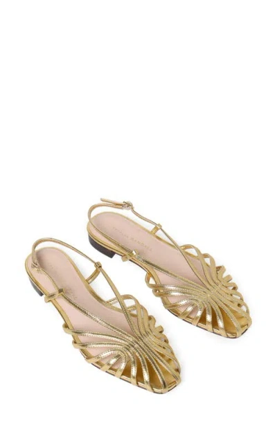 Loeffler Randall Devon Lattice Metallic Leather Slingback Sandals In Gold