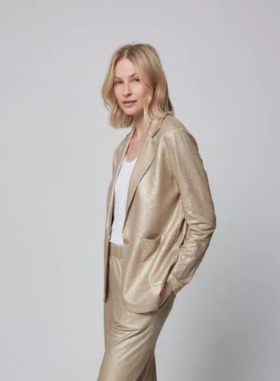 Majestic Filatures Stretch Metallic Linen One Button Blazer