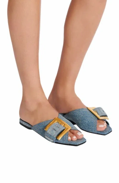 BALMAIN BALMAIN ANTHEM FLAT DENIM SANDALS 