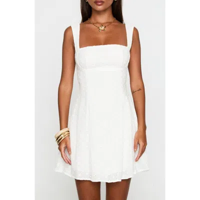 Princess Polly Xanthus Eyelet Tie Back Cotton Blend Minidress