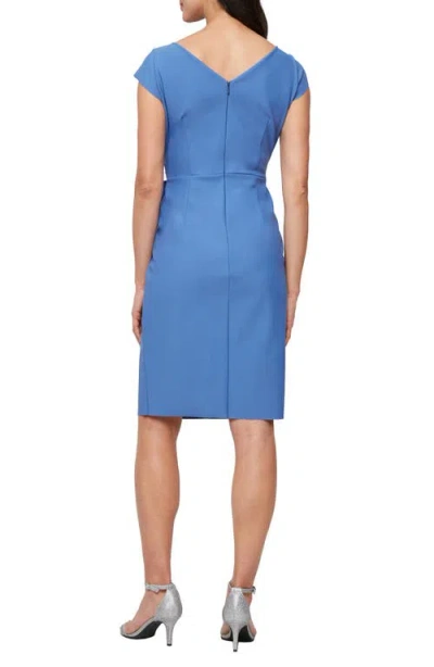 Alex Evenings Compression Collection Ruffle Sheath Cocktail Dress In Blue