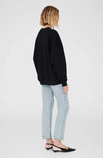 Anine Bing Womens Black Miles Branded Cotton-jersey Sweatshirt