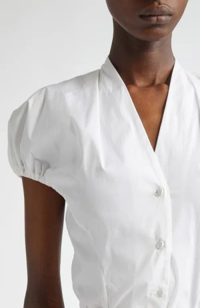 Lela Rose Button Front V-neck Blouse In Multi