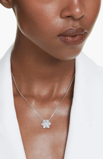 Swarovski Snowflake White Rhodium Plated Idyllia Pendant Necklaces