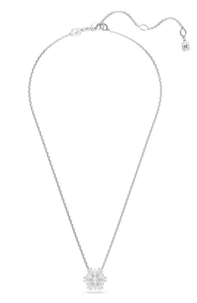 Swarovski Snowflake White Rhodium Plated Idyllia Pendant Necklaces