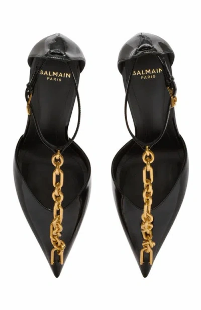 Balmain Sync Patent Leather Chain T-strap Pumps