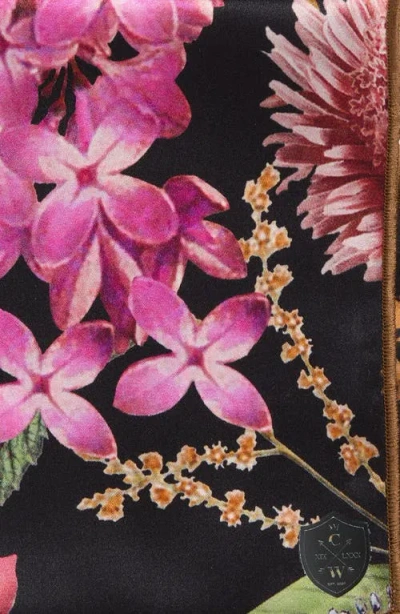 Clifton Wilson Brown & Fucshia Floral Silk Pocket Square