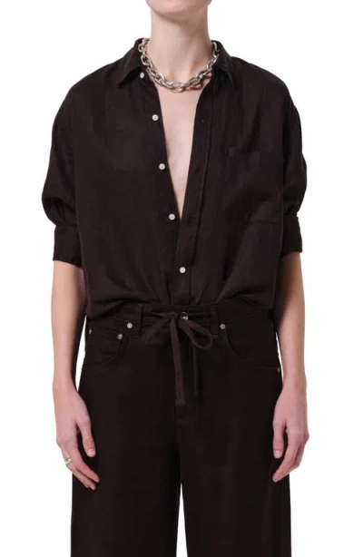 Citizen Of Humanity Kayla Shrunken Shirt In Chocolate