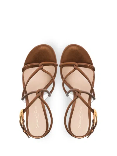 Gianvito Rossi Strappy Metallic Buckle Open Toe Sandals