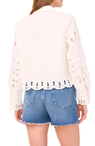 Vince Camuto Eyelet Detail Linen Blend Button-up Shirt
