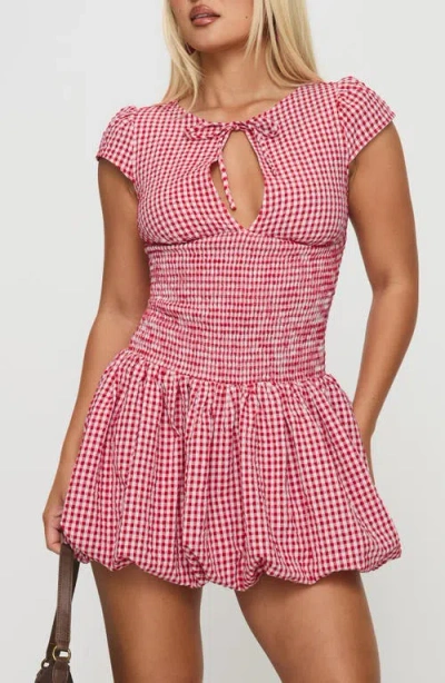 Princess Polly Ladybug Gingham Smocked Minidress