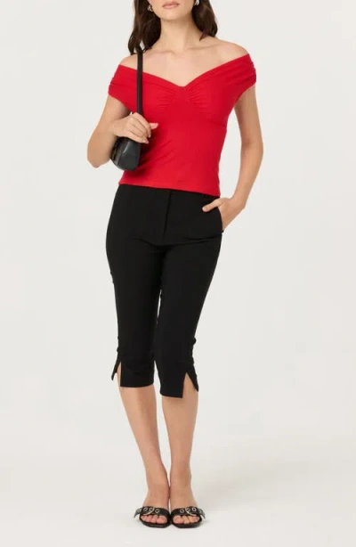 Astr The Label Ruched Off The Shoulder Top