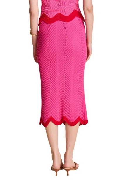 English Factory Scallop Knit Midi Skirt In Pink