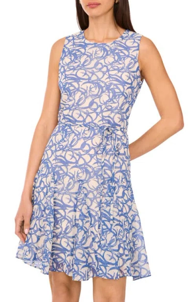 Vince Camuto Sleeveless Tie Belt Minidress In Blue