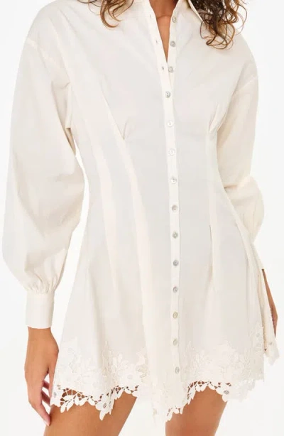 Cami Nyc Kimiko Lace Detail Long Sleeve Cotton Mini Shirtdress