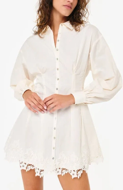 Cami Nyc Kimiko Lace Detail Long Sleeve Cotton Mini Shirtdress