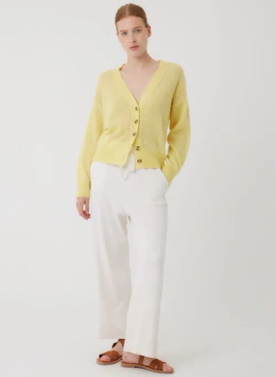 Majestic Filatures Cashmere Silk Pointelle Detail Long Sleeve V-neck Cardigan