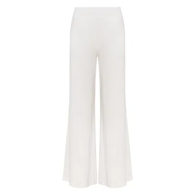 Mandragora Women's Neutrals / White Ecru Knit Pants With A Straight Leg And High Waist Made Of Viscose – Ivy