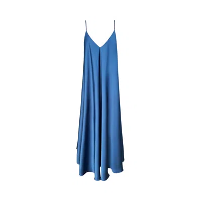 Janara Jones Women's Blue Ocean Mist Maxi Satin Dress