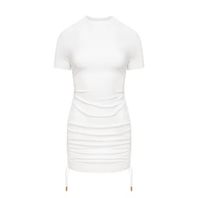 Mandragora Women's White / Neutrals Ecru Fitted Dress With Adjustable Length In Viscose – Carlo