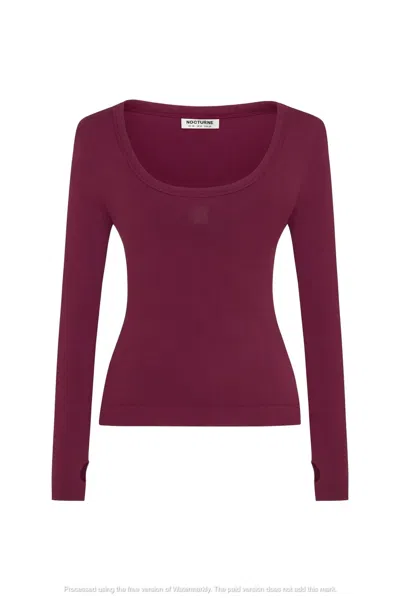 NOCTURNE WOMEN'S RED CREW NECK KNIT BLOUSE 