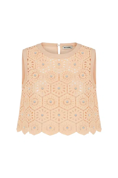 Shop Nocturne Women's Neutrals Embroidered Blouse - Salmon