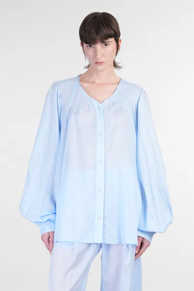 The Latest Wide Sky Blue Semi-transparent Shirt