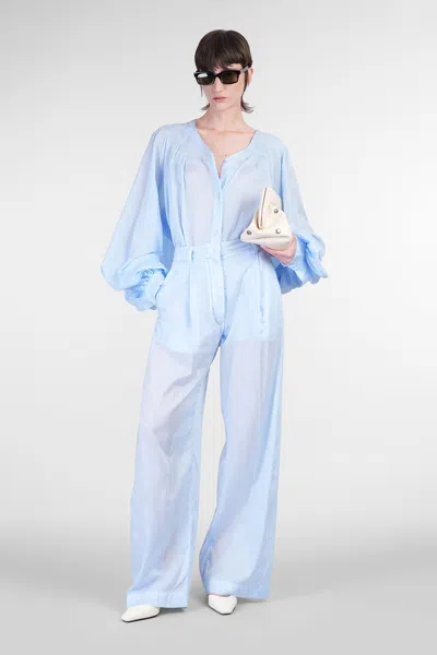 The Latest Wide Sky Blue Semi-transparent Shirt