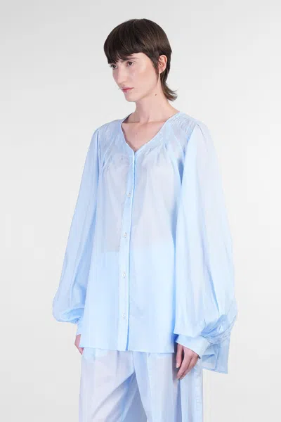 The Latest Wide Sky Blue Semi-transparent Shirt
