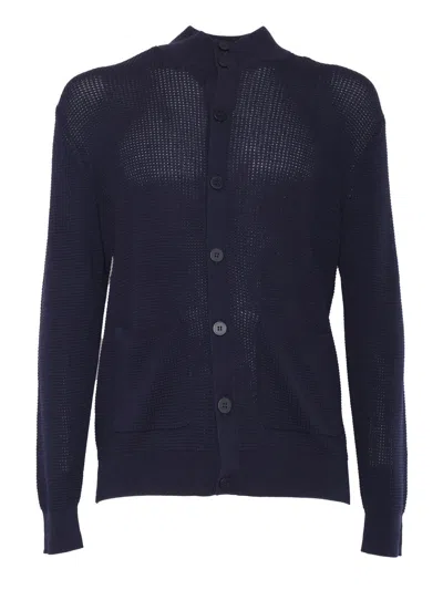 Ballantyne Open-knit Black Cardigan With Button-down Front