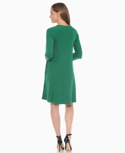 White Mark Women's Criss Cross Neckline A-line Dress In Green