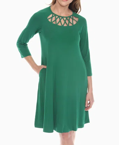 White Mark Women's Criss Cross Neckline A-line Dress In Green