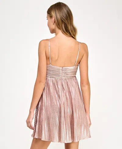 Seni & Cade Juniors' Metallic Pleated Fit & Flare Dress