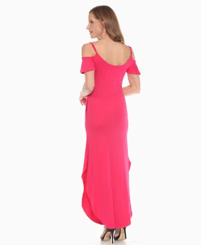White Mark Women's Cold Shoulder Full Length Maxi Dress In Pink