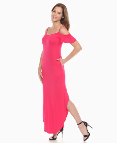 White Mark Women's Cold Shoulder Full Length Maxi Dress In Pink