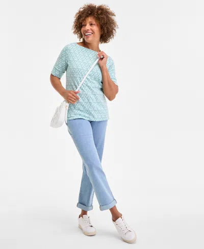 Style & Co Plus Size Printed Crewneck Top, Exclusively At Macy's