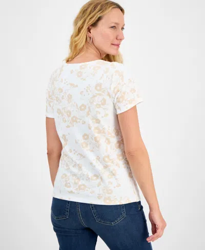 Style & Co Women's Printed Scoop-neck Short Sleeve Top, Exclusively At Macy's