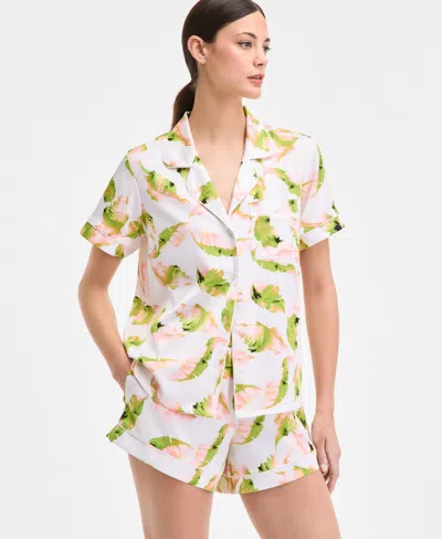 Inc International Concepts I.n.c International Concepts Women's Stretch Satin Short-sleeve Pajama Set, Exclusively At Macy's