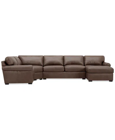Macy's Radley Roll Arm 152" 4-pc. Leather Wedge Corner Chaise Sectional, Exclusively At