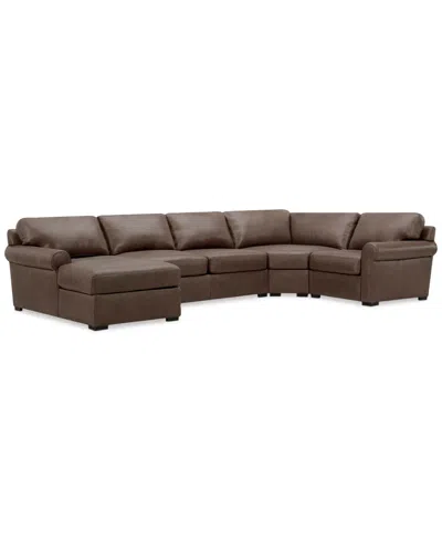 Macy's Radley Roll Arm 152" 4-pc. Leather Wedge Corner Chaise Sectional, Exclusively At