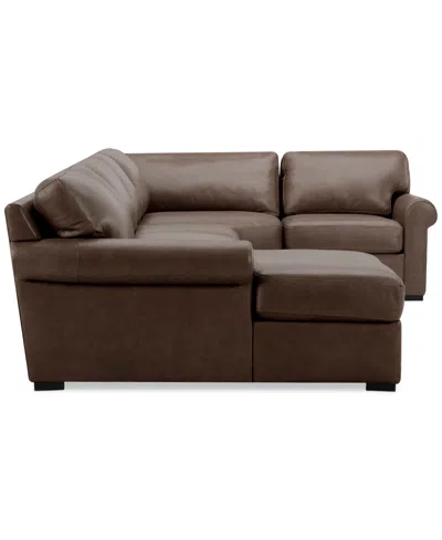 Macy's Radley Roll Arm 152" 4-pc. Leather Wedge Corner Chaise Sectional, Exclusively At