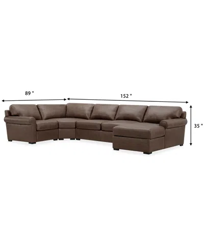 Macy's Radley Roll Arm 152" 4-pc. Leather Wedge Corner Chaise Sectional, Exclusively At