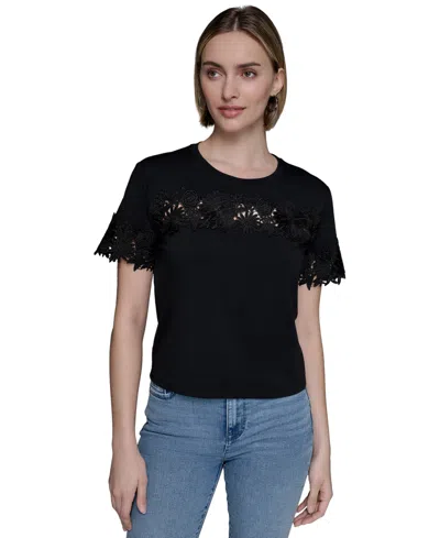 Karl Lagerfeld Lace Trim Tee