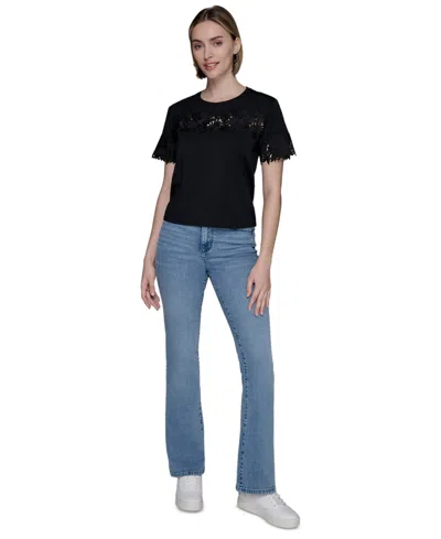 Karl Lagerfeld Lace Trim Tee