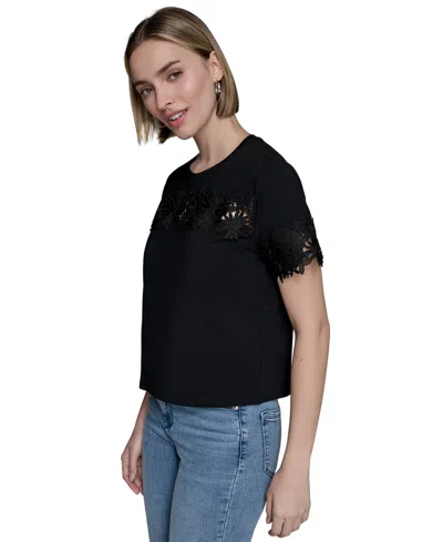 Karl Lagerfeld Lace Trim Tee