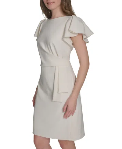 Tommy Hilfiger Women's Flutter-sleeve Side-drape Dress