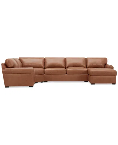 Macy's Radley Roll Arm 152" 5-pc. Leather Wedge Corner Chaise Sectional, Exclusively At