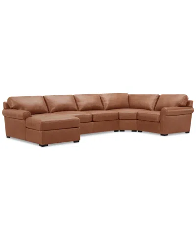 Macy's Radley Roll Arm 152" 5-pc. Leather Wedge Corner Chaise Sectional, Exclusively At