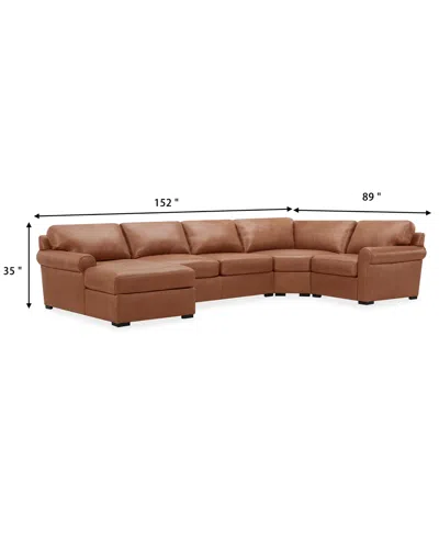 Macy's Radley Roll Arm 152" 5-pc. Leather Wedge Corner Chaise Sectional, Exclusively At