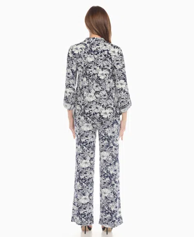White Mark Women's 2-piece Floral Print Tunic Top And Pants Set